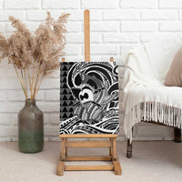 Koa Ikaika Warrior Helmet with Shark Canvas Wall Art Black Kakau Style LT9 - Polynesian Pride