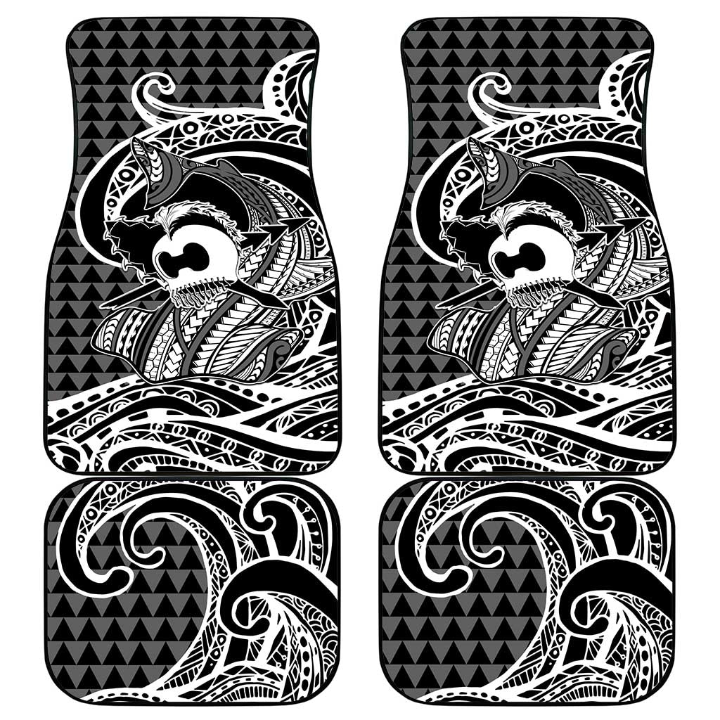 Koa Ikaika Warrior Helmet with Shark Car Mats Black Kakau Style LT9 - Polynesian Pride