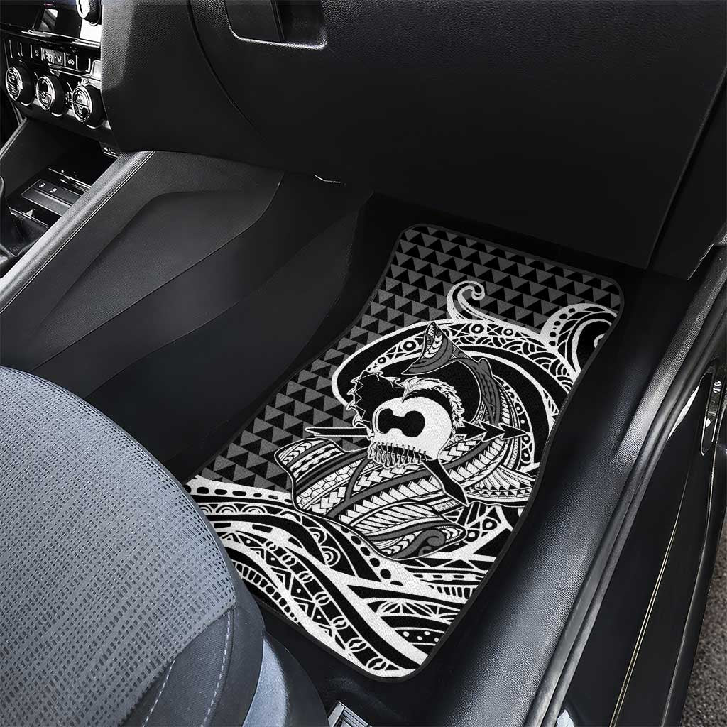 Koa Ikaika Warrior Helmet with Shark Car Mats Black Kakau Style LT9 - Polynesian Pride
