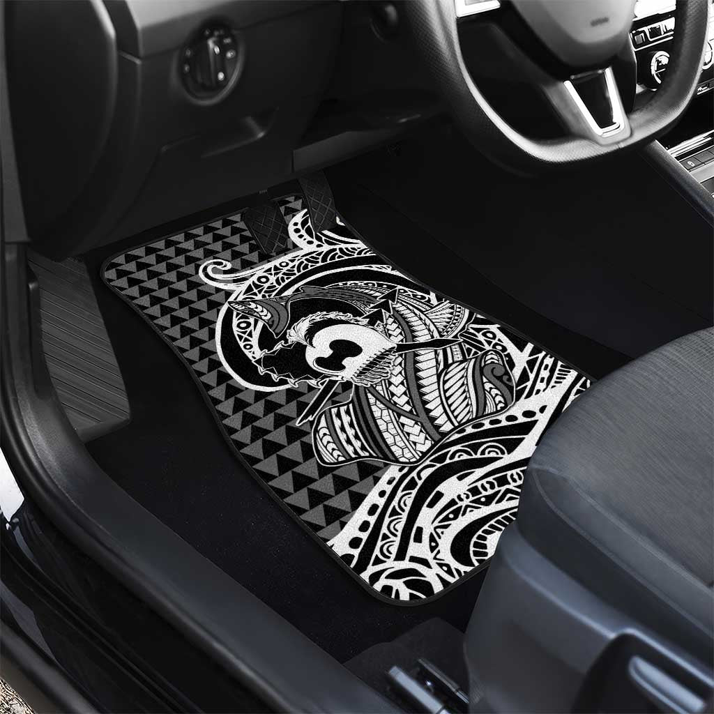 Koa Ikaika Warrior Helmet with Shark Car Mats Black Kakau Style LT9 - Polynesian Pride