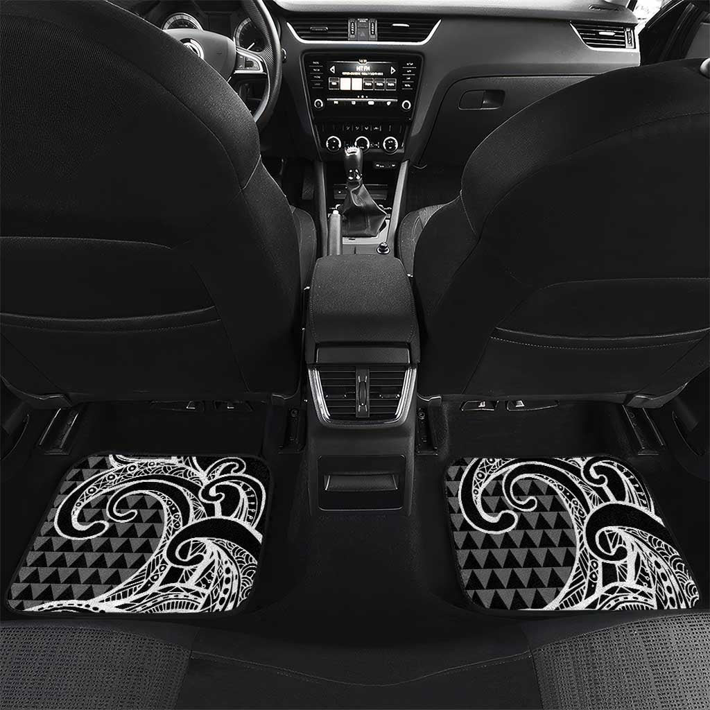 Koa Ikaika Warrior Helmet with Shark Car Mats Black Kakau Style LT9 Set 2pcs - Back Black - Polynesian Pride