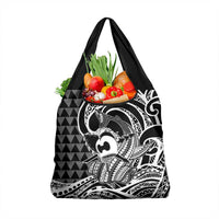 Koa Ikaika Warrior Helmet with Shark Grocery Bag Black Kakau Style