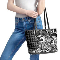 Koa Ikaika Warrior Helmet with Shark Leather Tote Bag Black Kakau Style LT9 - Polynesian Pride