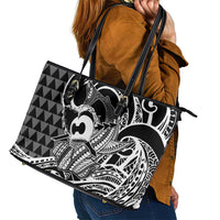 Koa Ikaika Warrior Helmet with Shark Leather Tote Bag Black Kakau Style LT9 - Polynesian Pride