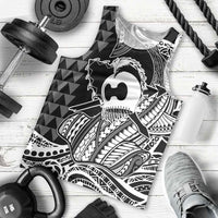 Koa Ikaika Warrior Helmet with Shark Men Tank Top Black Kakau Style LT9 - Polynesian Pride