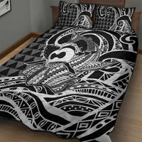 Koa Ikaika Warrior Helmet with Shark Quilt Bed Set Black Kakau Style LT9 - Polynesian Pride