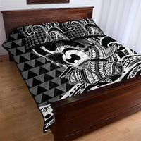 Koa Ikaika Warrior Helmet with Shark Quilt Bed Set Black Kakau Style LT9 - Polynesian Pride