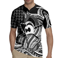 Koa Ikaika Warrior Helmet with Shark Rugby Jersey Black Kakau Style LT9 - Polynesian Pride
