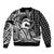 Koa Ikaika Warrior Helmet with Shark Sleeve Zip Bomber Jacket Black Kakau Style