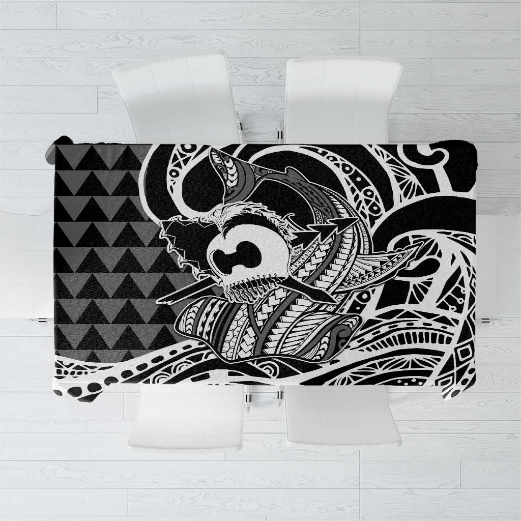 Koa Ikaika Warrior Helmet with Shark Tablecloth Black Kakau Style LT9 Black - Polynesian Pride