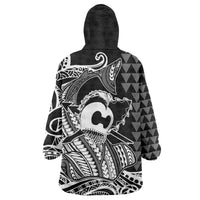 Koa Ikaika Warrior Helmet with Shark Wearable Blanket Hoodie Black Kakau Style LT9 - Polynesian Pride