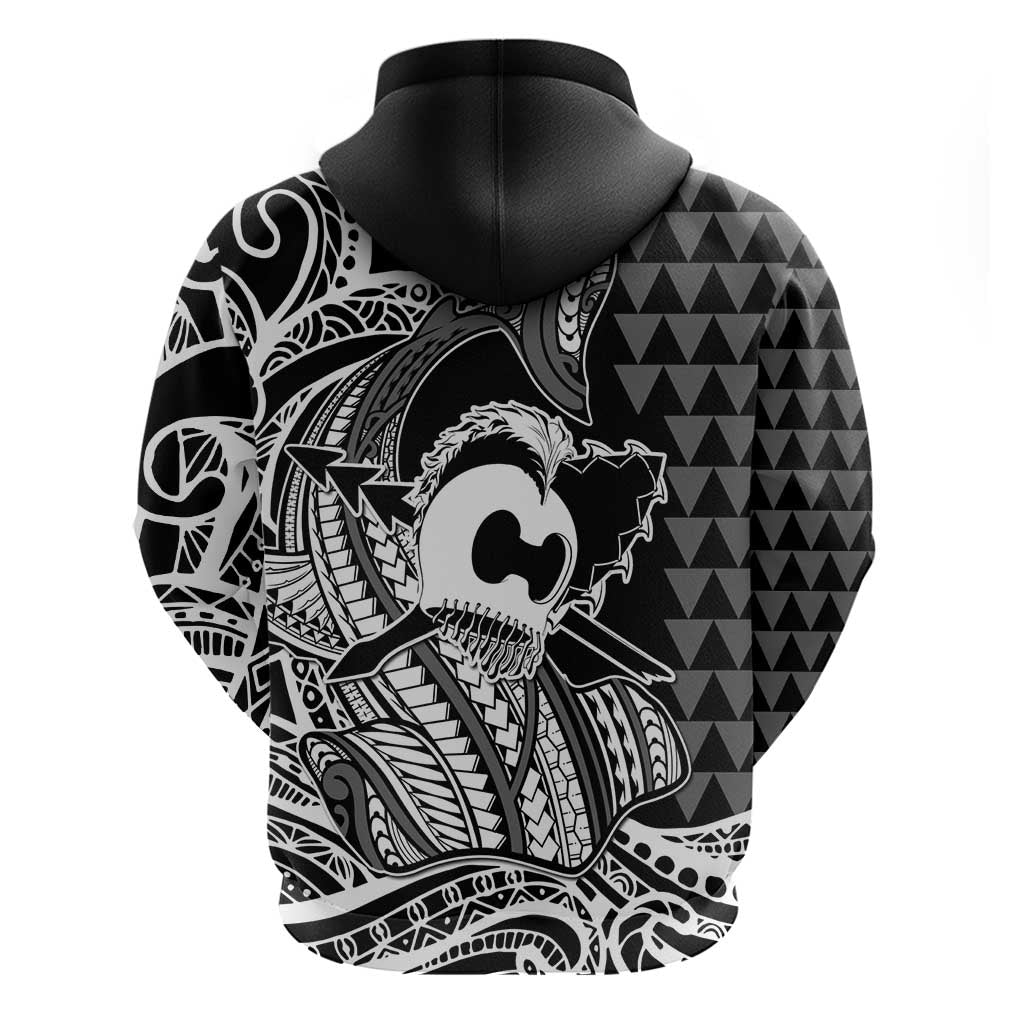 Koa Ikaika Warrior Helmet with Shark Zip Hoodie Black Kakau Style