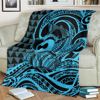 Koa Ikaika Warrior Helmet with Shark Blanket Blue Kakau Style LT9 - Polynesian Pride