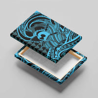 Koa Ikaika Warrior Helmet with Shark Canvas Wall Art Blue Kakau Style LT9 - Polynesian Pride