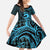 Koa Ikaika Warrior Helmet with Shark Family Matching Long Sleeve Bodycon Dress and Hawaiian Shirt Blue Kakau Style