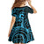 Koa Ikaika Warrior Helmet with Shark Family Matching Off The Shoulder Long Sleeve Dress and Hawaiian Shirt Blue Kakau Style