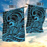 Koa Ikaika Warrior Helmet with Shark Garden Flag Blue Kakau Style LT9 - Polynesian Pride