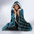 Koa Ikaika Warrior Helmet with Shark Hooded Blanket Blue Kakau Style