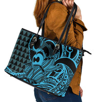 Koa Ikaika Warrior Helmet with Shark Leather Tote Bag Blue Kakau Style LT9 - Polynesian Pride