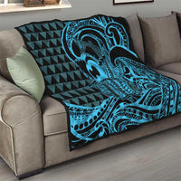 Koa Ikaika Warrior Helmet with Shark Quilt Blue Kakau Style