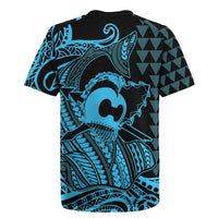 Koa Ikaika Warrior Helmet with Shark Rugby Jersey Blue Kakau Style LT9 - Polynesian Pride
