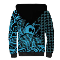 Koa Ikaika Warrior Helmet with Shark Sherpa Hoodie Blue Kakau Style LT9 - Polynesian Pride