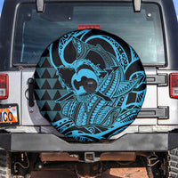 Koa Ikaika Warrior Helmet with Shark Spare Tire Cover Blue Kakau Style LT9 Blue - Polynesian Pride