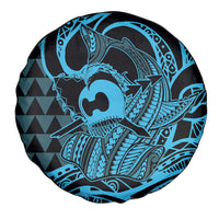 Koa Ikaika Warrior Helmet with Shark Spare Tire Cover Blue Kakau Style LT9 - Polynesian Pride