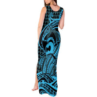 Koa Ikaika Warrior Helmet with Shark Tank Maxi Dress Blue Kakau Style LT9 - Polynesian Pride