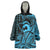 Koa Ikaika Warrior Helmet with Shark Wearable Blanket Hoodie Blue Kakau Style