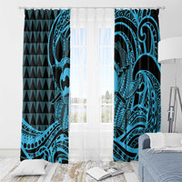 Koa Ikaika Warrior Helmet with Shark Window Curtain Blue Kakau Style LT9 - Polynesian Pride