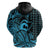 Koa Ikaika Warrior Helmet with Shark Zip Hoodie Blue Kakau Style