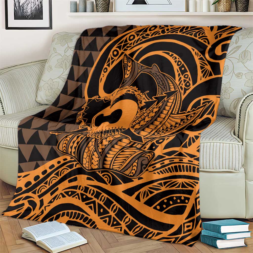 Koa Ikaika Warrior Helmet with Shark Blanket Gold Kakau Style LT9 - Polynesian Pride