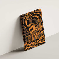Koa Ikaika Warrior Helmet with Shark Canvas Wall Art Gold Kakau Style LT9 - Polynesian Pride