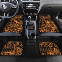 Koa Ikaika Warrior Helmet with Shark Car Mats Gold Kakau Style LT9 Set 4pcs Gold - Polynesian Pride