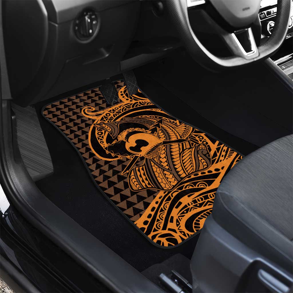 Koa Ikaika Warrior Helmet with Shark Car Mats Gold Kakau Style LT9 - Polynesian Pride