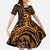 Koa Ikaika Warrior Helmet with Shark Family Matching Mermaid Dress and Hawaiian Shirt Gold Kakau Style