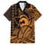 Koa Ikaika Warrior Helmet with Shark Family Matching Off The Shoulder Long Sleeve Dress and Hawaiian Shirt Gold Kakau Style