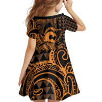 Koa Ikaika Warrior Helmet with Shark Family Matching Short Sleeve Bodycon Dress and Hawaiian Shirt Gold Kakau Style