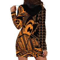 Koa Ikaika Warrior Helmet with Shark Hoodie Dress Gold Kakau Style