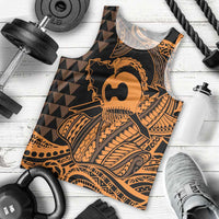 Koa Ikaika Warrior Helmet with Shark Men Tank Top Gold Kakau Style LT9 - Polynesian Pride