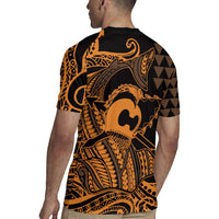 Koa Ikaika Warrior Helmet with Shark Rugby Jersey Gold Kakau Style LT9 - Polynesian Pride