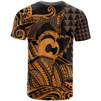 Koa Ikaika Warrior Helmet with Shark T Shirt Gold Kakau Style LT9 - Polynesian Pride