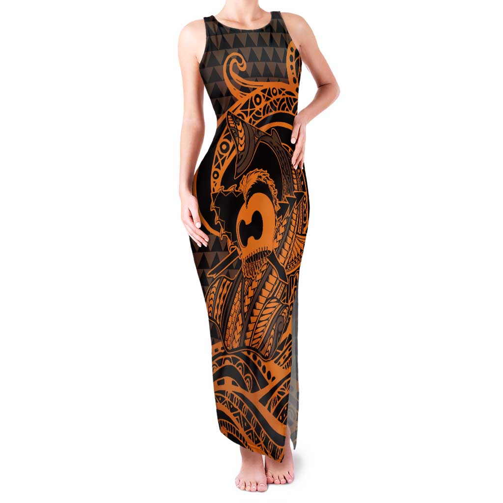 Koa Ikaika Warrior Helmet with Shark Tank Maxi Dress Gold Kakau Style LT9 Women Gold - Polynesian Pride