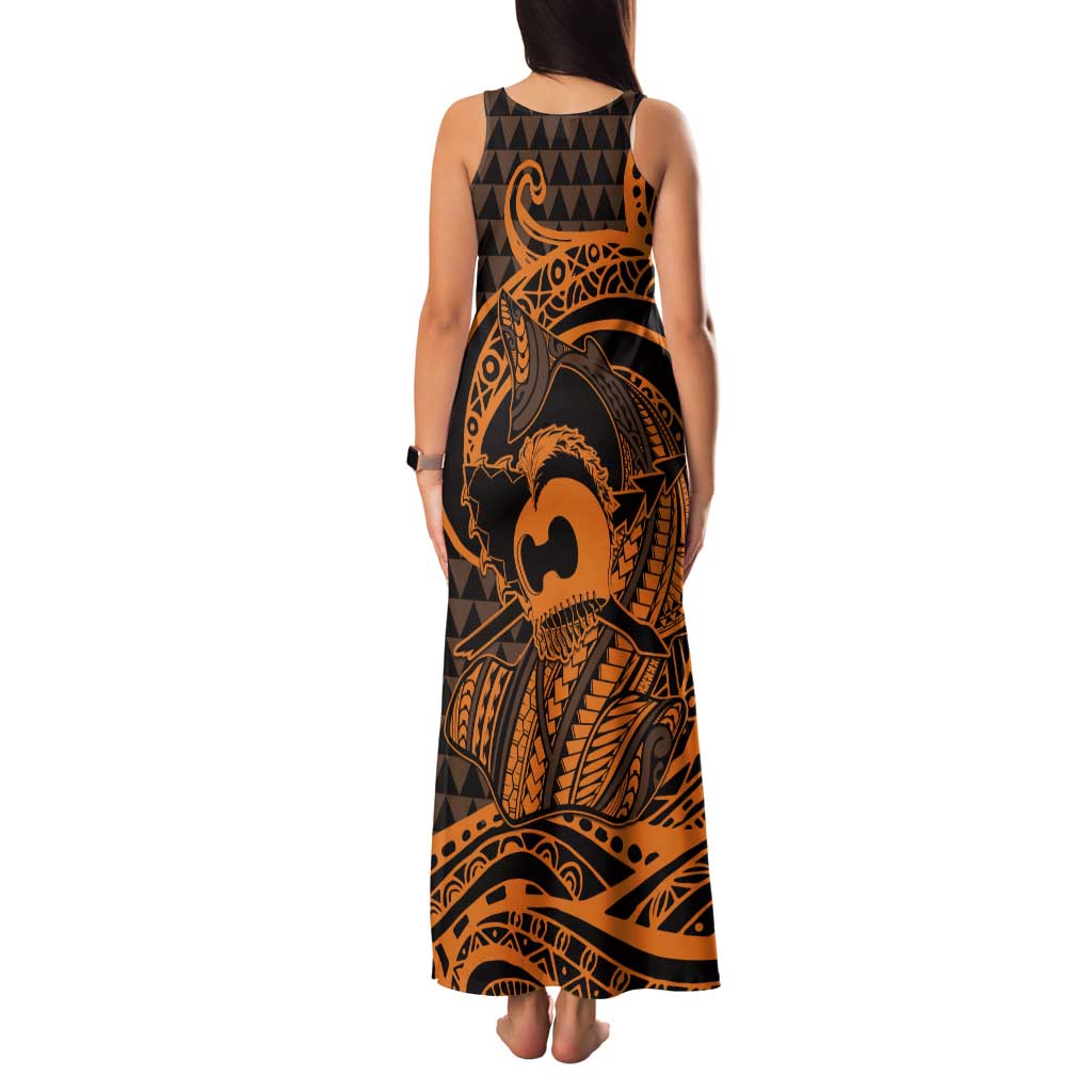 Koa Ikaika Warrior Helmet with Shark Tank Maxi Dress Gold Kakau Style LT9 - Polynesian Pride