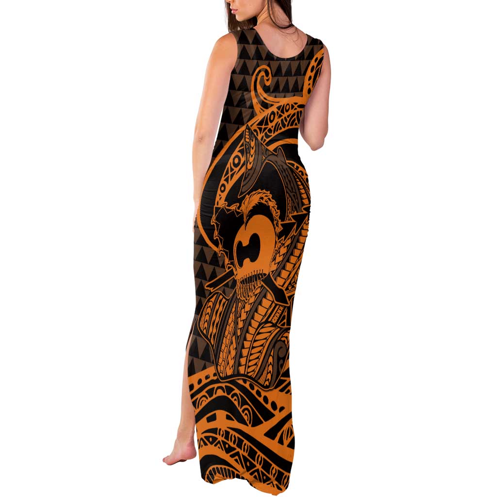 Koa Ikaika Warrior Helmet with Shark Tank Maxi Dress Gold Kakau Style LT9 - Polynesian Pride