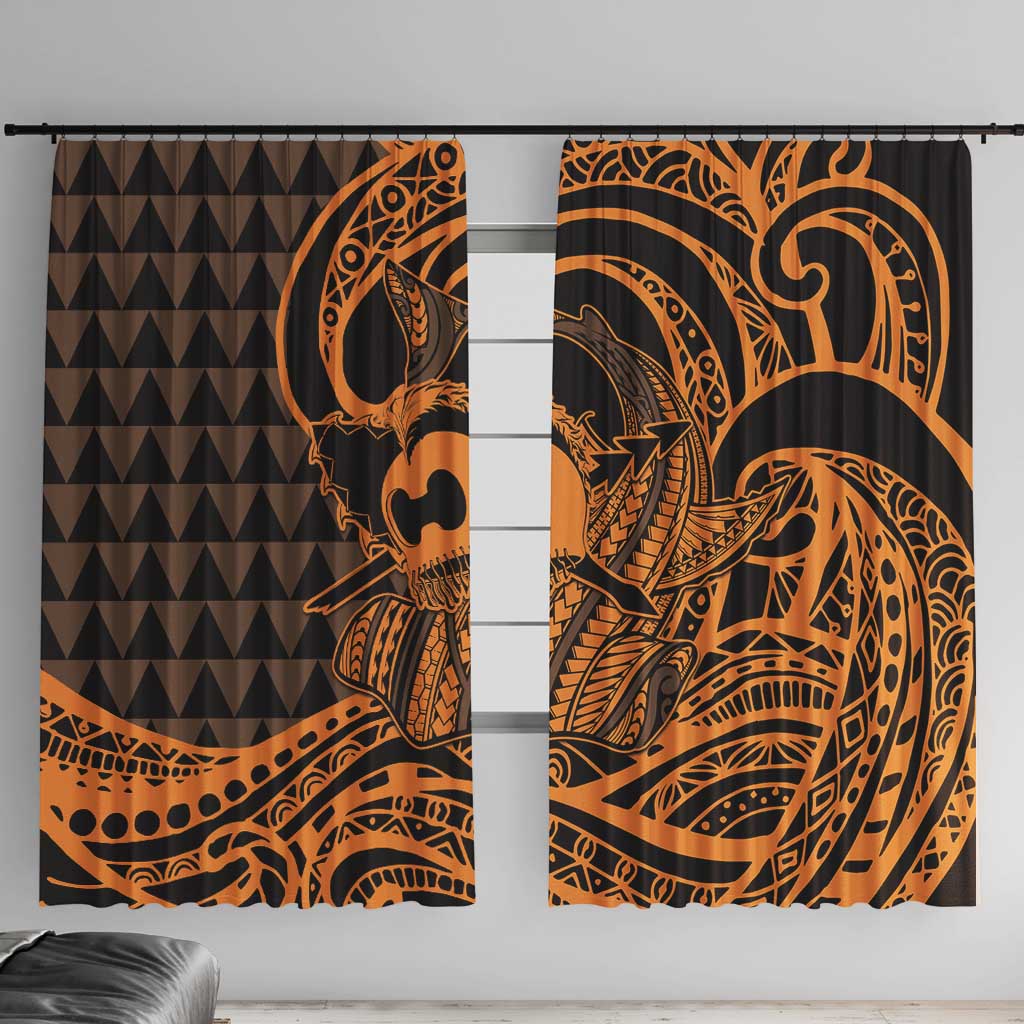 Koa Ikaika Warrior Helmet with Shark Window Curtain Gold Kakau Style LT9 With Hooks Gold - Polynesian Pride