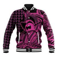 Koa Ikaika Warrior Helmet with Shark Baseball Jacket Pink Kakau Style LT9 Unisex Pink - Polynesian Pride
