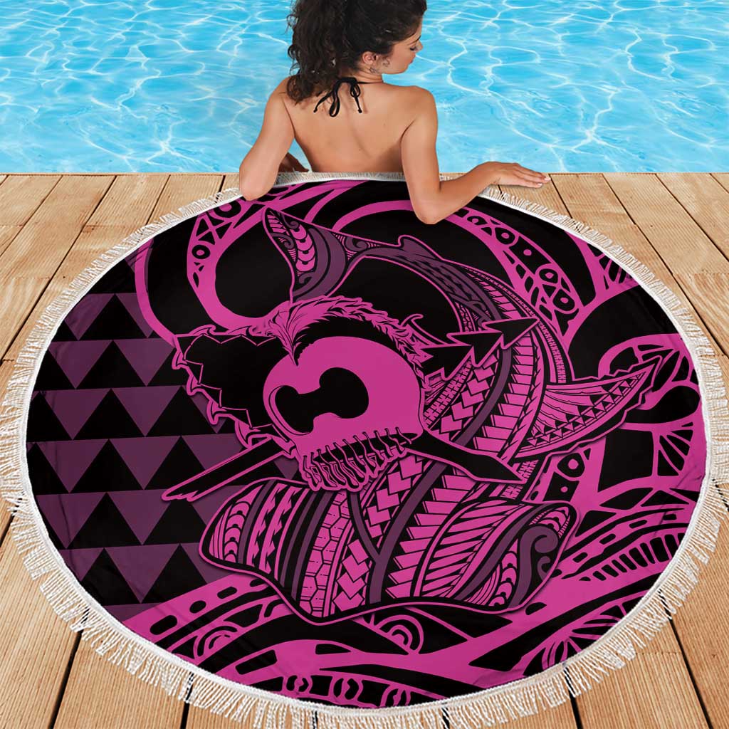 Koa Ikaika Warrior Helmet with Shark Beach Blanket Pink Kakau Style LT9 - Polynesian Pride
