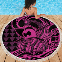 Koa Ikaika Warrior Helmet with Shark Beach Blanket Pink Kakau Style LT9 - Polynesian Pride